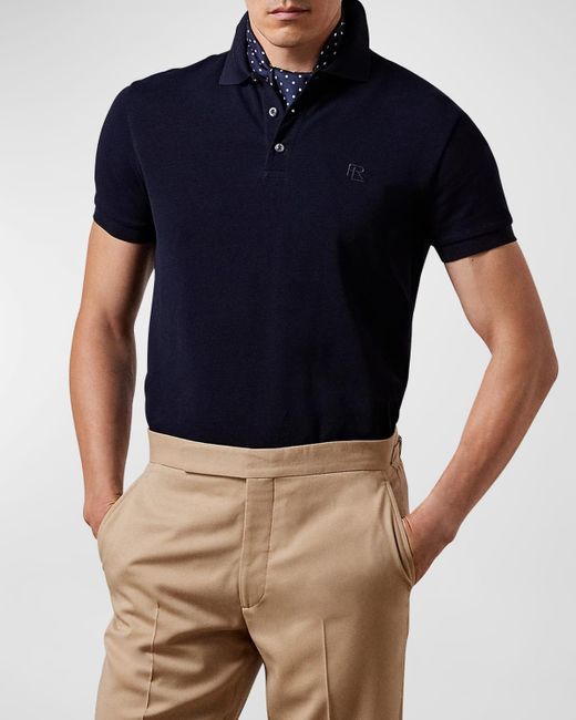 Ralph Lauren Purple Label Blue Mercerized Pique Polo Shirt for men