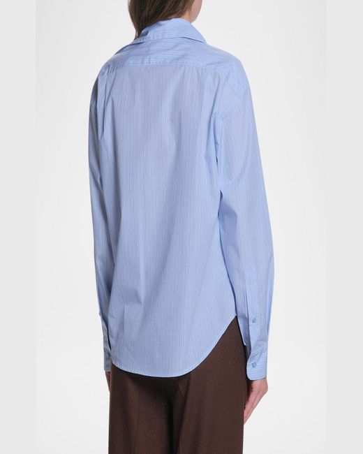 CISSA Blue The Daily Striped Asymmetric Button-Front Shirt