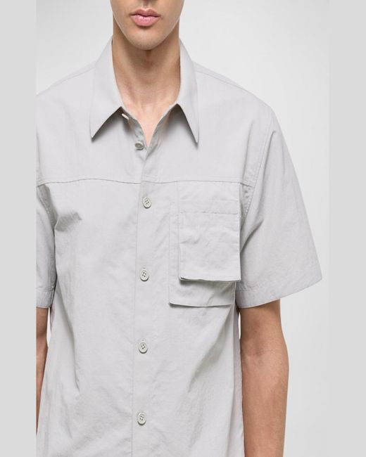 Helmut Lang Gray Air Nylon Pocket Short-Sleeve Shirt for men