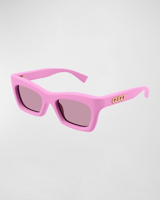 Gucci Pink Logo Acetate Cat-Eye Sunglasses
