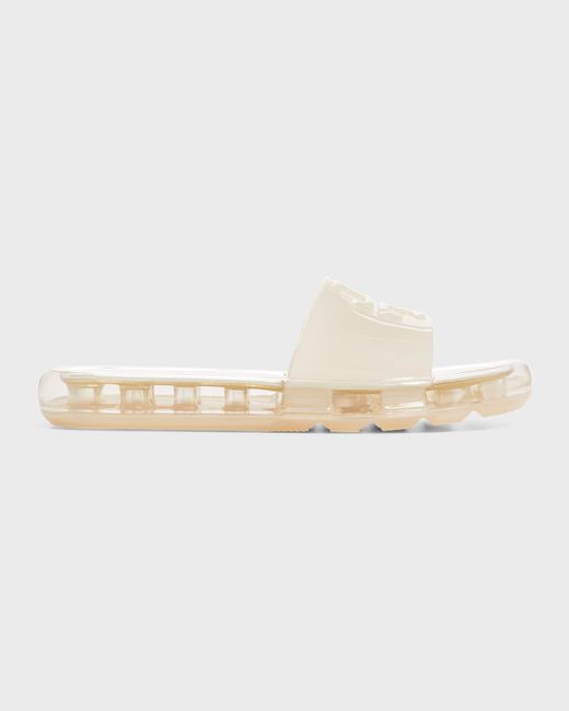 Tory Burch Natural Clear Bubble Jelly Flat Sandals