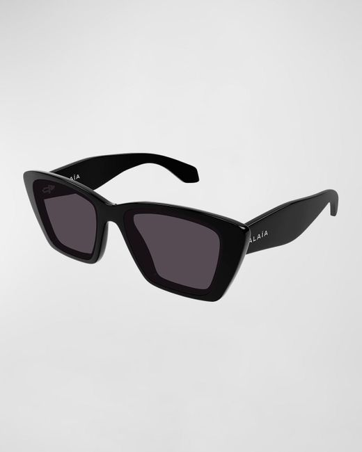 Alaïa Black Sleek Acetate Butterfly Sunglasses
