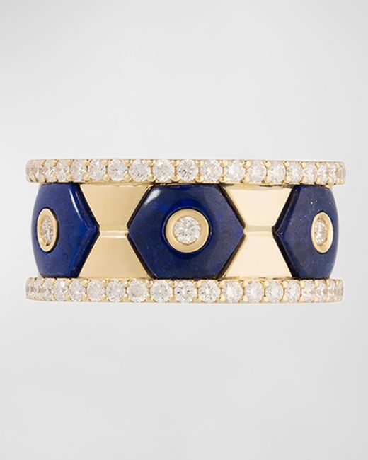 Miseno Blue Baia Sommersa 18k Yellow Gold Eternity Ring With White Diamonds And Lapis