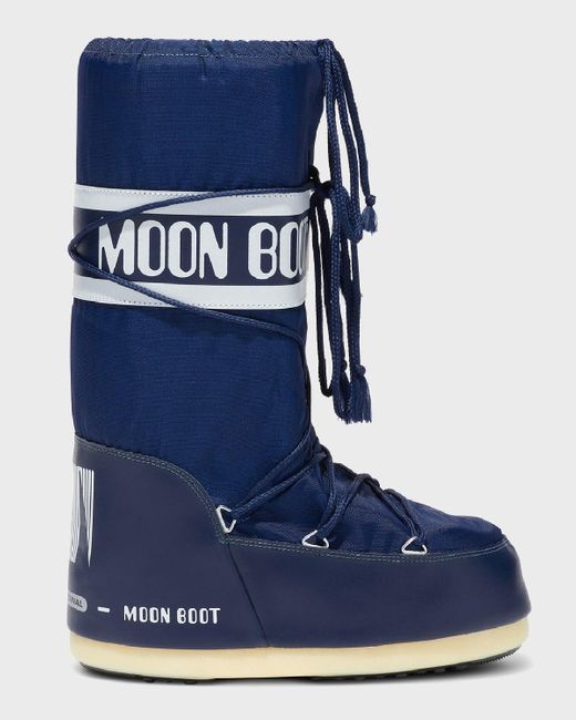 Moon Boot Blue Nylon Lace-up Snow Boots