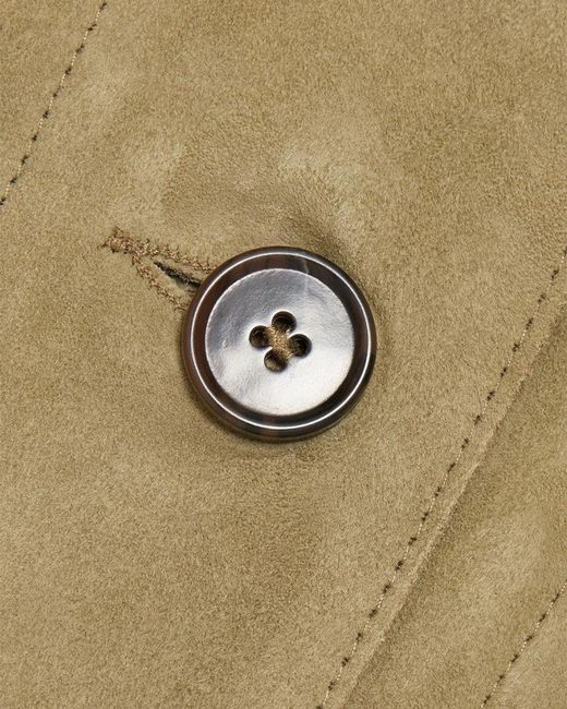 Arma Green Emy Button-Down Goatskin Suede Jacket