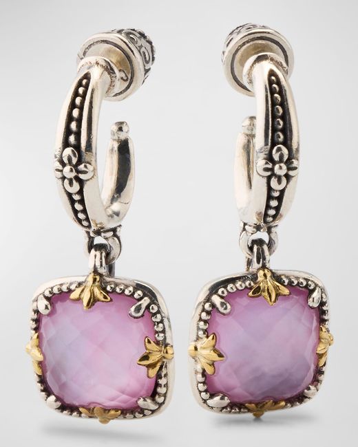 Konstantino Purple Gen K 2 Sterling And 18K Mother-Of-Pearl/Rock Crystal Earrings