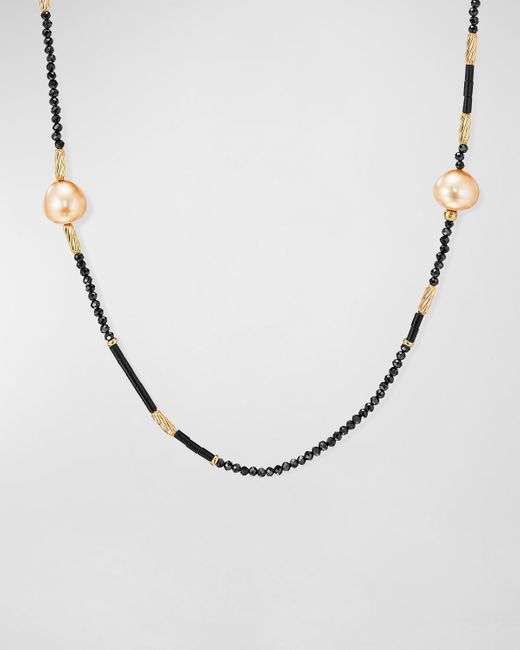 David Yurman Metallic Long Tweejoux Necklace With Pearls, Black Spinel And Onyx