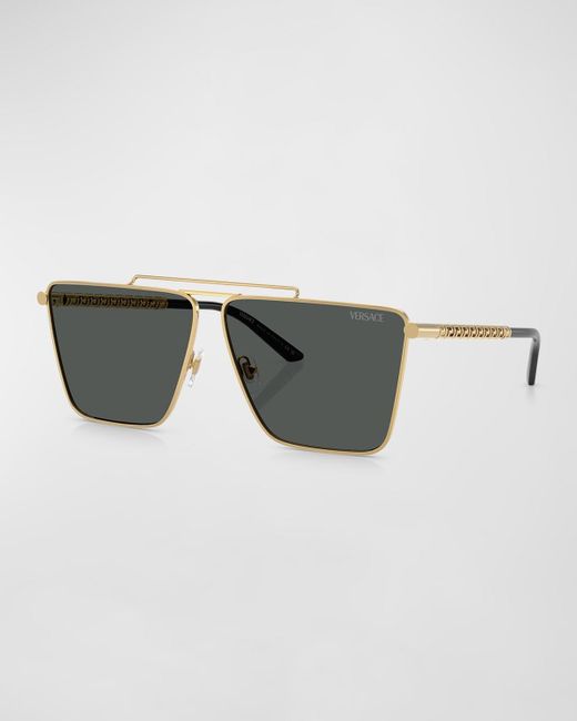 Versace Metallic Double-Bridge Metal Square Sunglasses for men