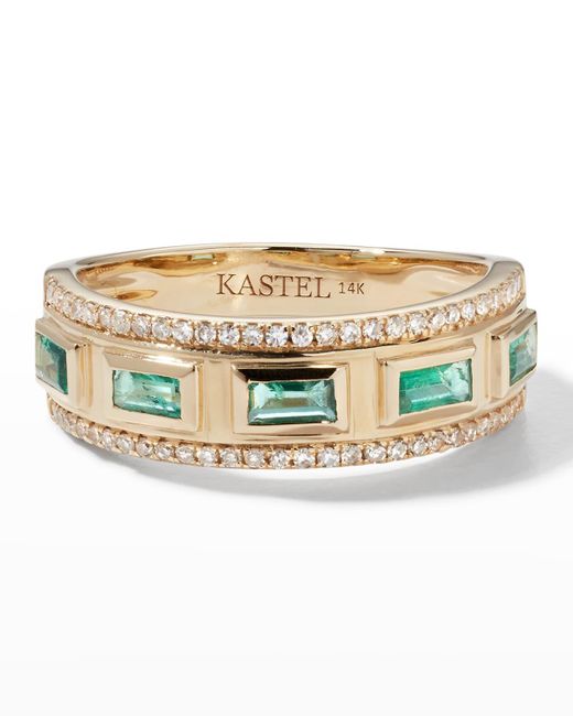Kastel Jewelry Metallic 14k Emerald And Diamond Ring, Size 7