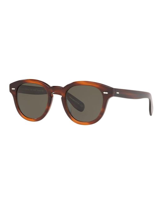 Oliver Peoples Brown Cary Grant Oval Polarized Acetate Sunglasses