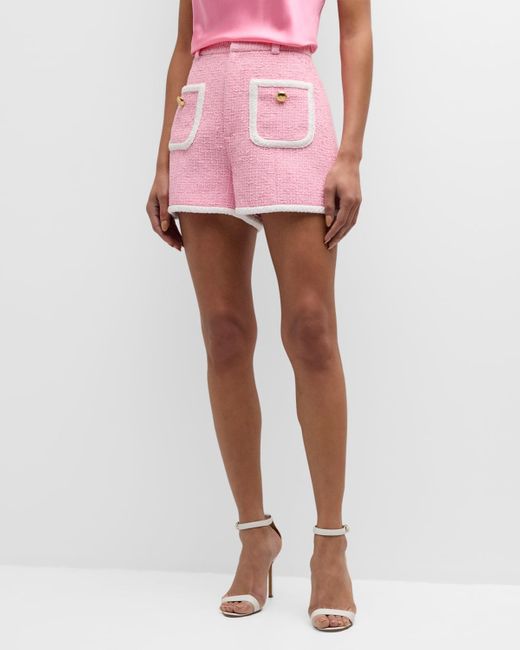Cinq À Sept Pink Auden Contrast Boucle Shorts