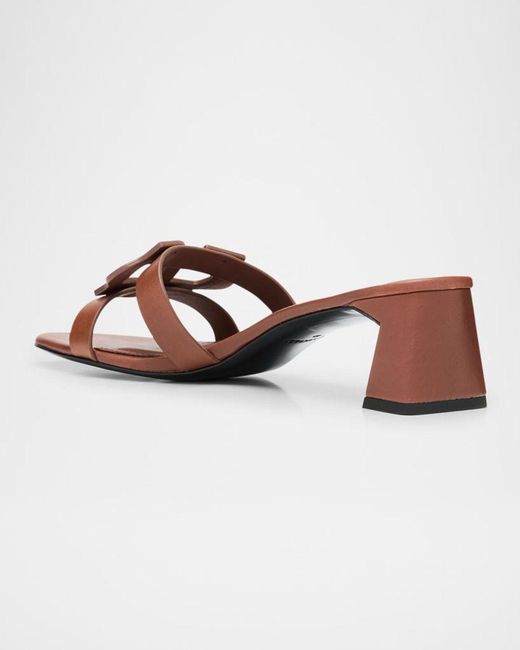 Jonathan Simkhai Brown Leather Monogram Mule Sandals