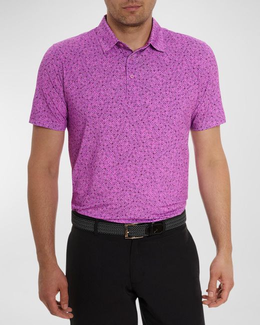 Robert Graham Purple Sandzabar Stretch Knit Polo Shirt for men