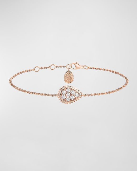 Boucheron White Serpent Bohème Bracelet With Diamond Motif In 18k Pink Gold