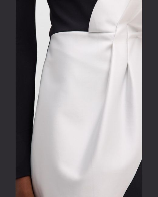 La Petite Robe Di Chiara Boni White Two-Tone Boat-Neck Column Gown