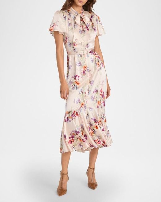Cinq À Sept Women's Pink Willow Satin Iris Bouquet Midi Dress