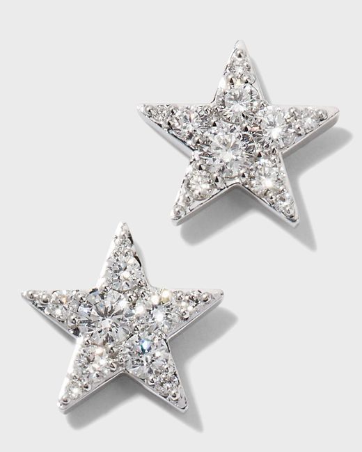 Memoire White Gold Luna Pave Diamond Star Earrings