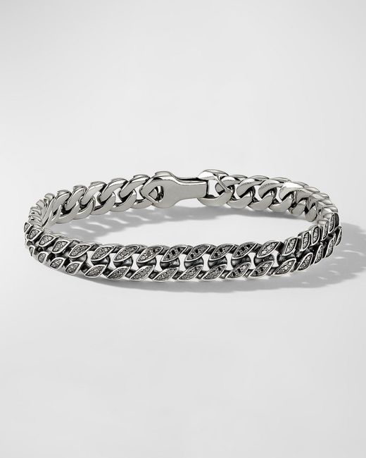 David Yurman Metallic Curb Chain Bracelet In Silver With Diamonds, 8mm, 6.5"l for men