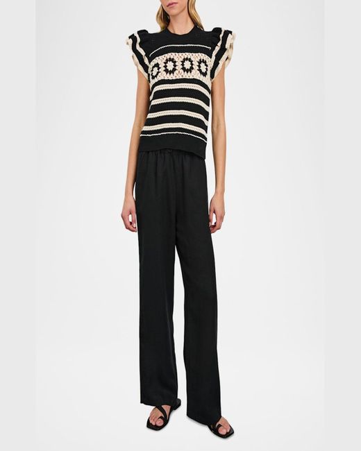 Rails Black Penelope Crochet Stripe Top