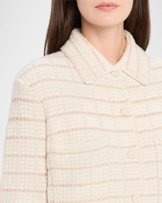 TSE Natural Button-Down Boxy Grid Jacket