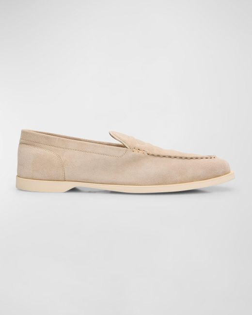 John Lobb Natural Pace Suede Penny Loafers for men