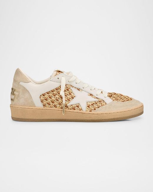 Golden Goose Deluxe Brand Natural Ballstar Raffia Net Leather Low-Top Sneakers