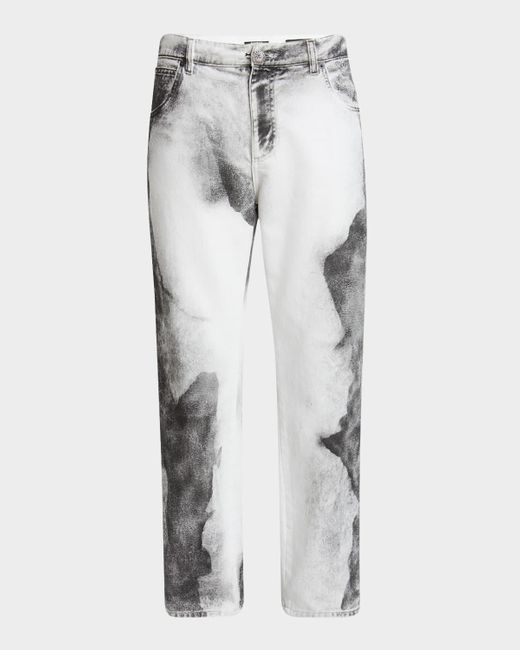 Balmain Gray Moon-Print Regular-Fit Jeans for men