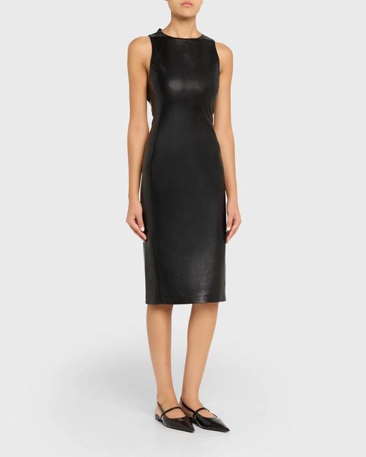 alice olivia delora vegan leather bodycon midi dress + Wynell Knee-Length in Black Size:Custom made and fabric customization Model measurements Burgundy Maxi Dress The Daphie Beaded Mini