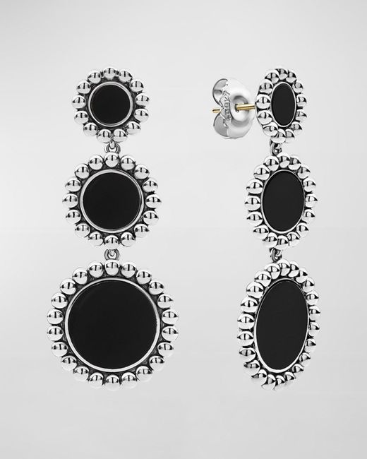 Lagos Black Maya 3-Drop Earrings, Mother-Of-Pearl