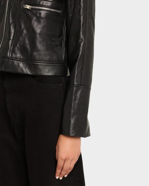 FRAME Black The Leather Zip Jacket