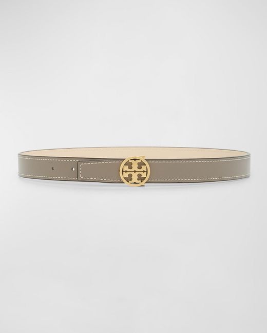 Tory Burch Natural Miller Reversible Smooth Leather Belt