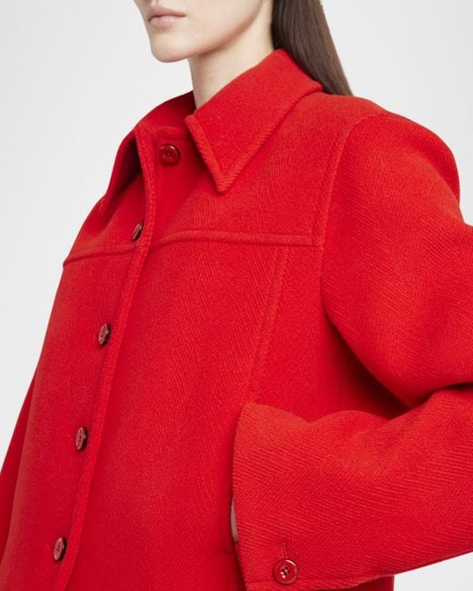 Jil Sander Red Cropped Boxy Wool Jacket