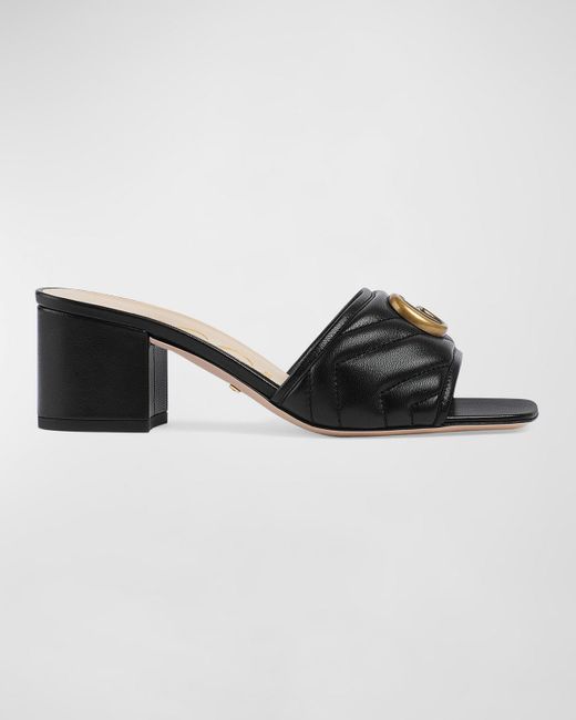 Gucci Black Marmont Quilted Medallion Mule Sandals