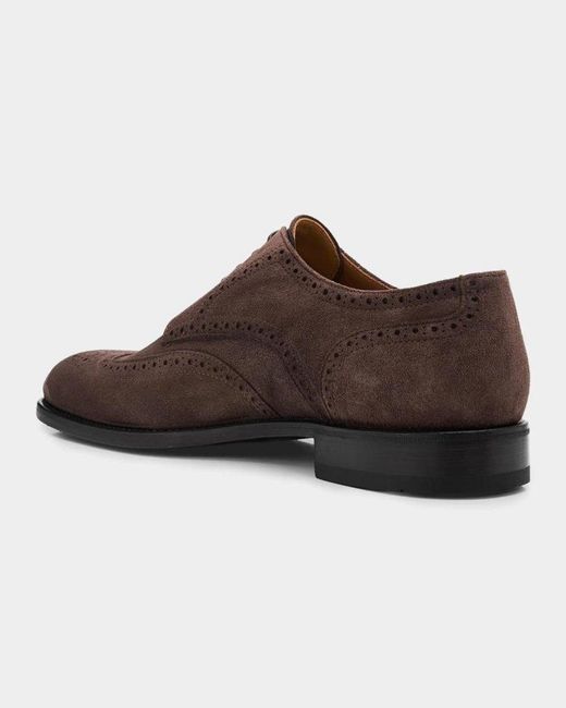 Kiton Brown Apos;S Wingtip Suede Oxfords for men