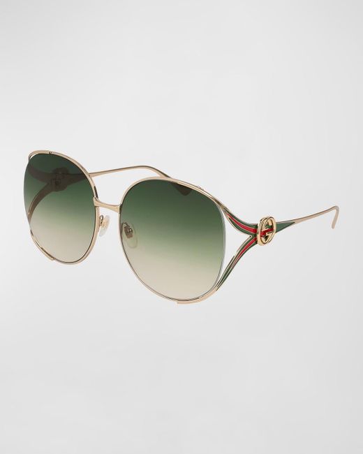 Gucci Green Oversized Oval GG Sunglasses