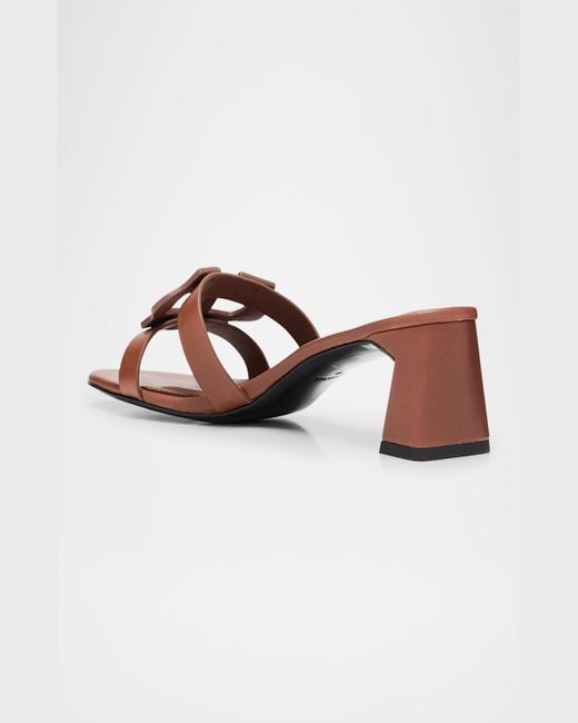 Jonathan Simkhai Brown Leather Monogram Mule Sandals