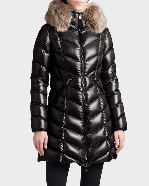 Moncler Fulmarus Faux Fur Long Puffer Coat in Black | Lyst