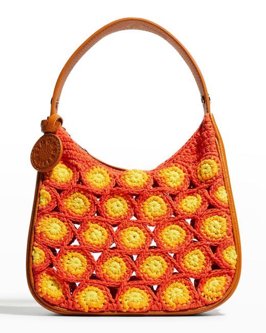 Simon Miller Orange Crochet Snap Shoulder Bag