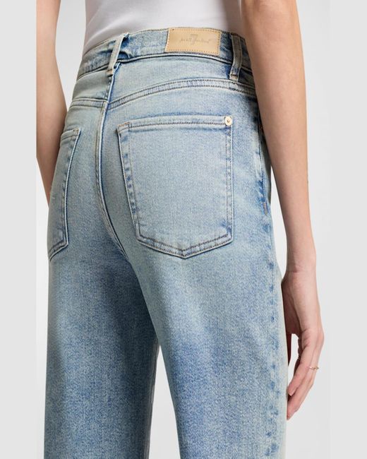 7 For All Mankind Blue Alexa Cropped Jeans With Raw Hem