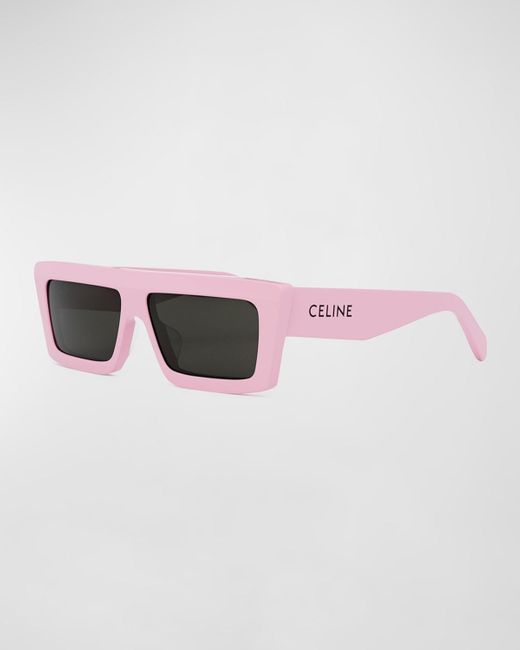 Céline Pink Flat-top Acetate Rectangle Sunglasses
