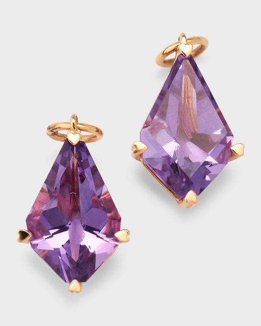 Lisa Nik Purple 18k Rose Gold Kite Shape Amethyst Detachable Earring Drops