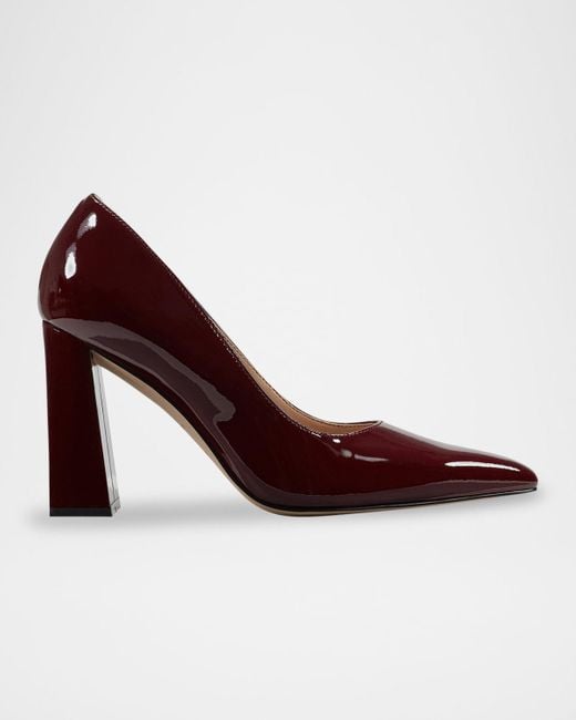 Marc Fisher Red Minny Patent Leather Snip Toe Block-Heel Pumps