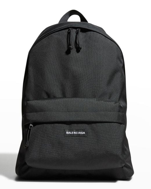 Balenciaga Black Nylon-canvas Logo Backpack for men