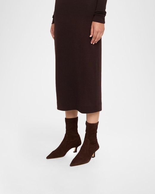 Stuart Weitzman Brown Vinnie Suede Stretch Booties