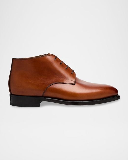 Kiton Brown Giuliani Leather Chukka Boots for men