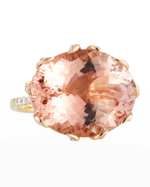 Alexander Laut Pink 18k Gold Morganite & Diamond Ring, Size 7