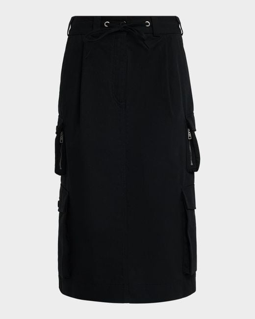 Dolce & Gabbana Black Drawstring Cotton Midi Cargo Skirt