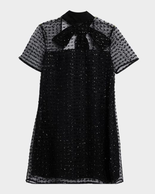STAUD Women's Black Ilana Embellished Mesh Mini Dress - ice4pros.com.br STAUD Women's Black Ilana Embellished Mesh Mini Dress - ice4pros.com.br
