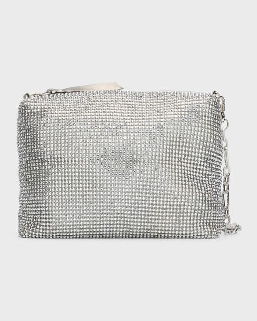 Whiting & Davis Gray Anya Metallic Crystal Shoulder Bag