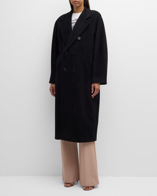 Max Mara Black Wool-Cashmere Belted Madame Coat